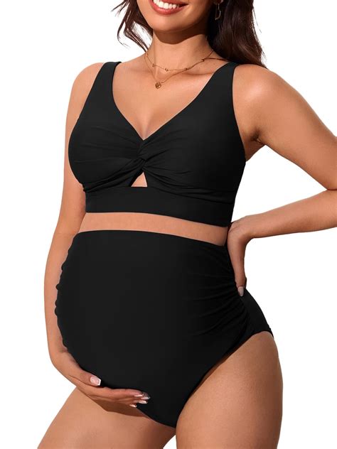 Summer Mae Twist Maternity Bikini Two Piece Pregnancy Swimsuits Cutout ...