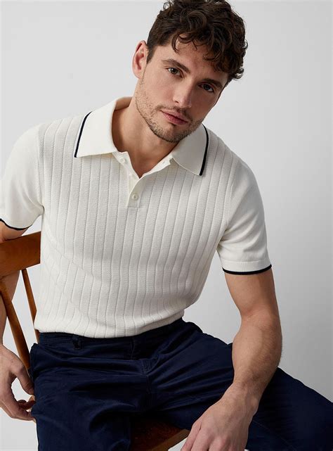 Wide-rib knit polo | Polo shirt outfits, Modern mens fashion, Men sweater