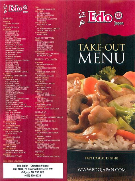 Menu at Edo Japan - Crowfoot Village - Grill and Sushi restaurant ...