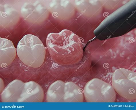 Dental Filling Procedure Close-up of a Tooth Being Filled with Composite Resin for Cavity Care ...