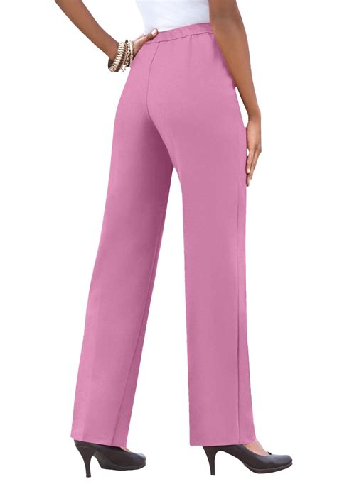 Roaman's Women's Plus Size Classic Bend Over Pant Elastic Waist Pull On ...
