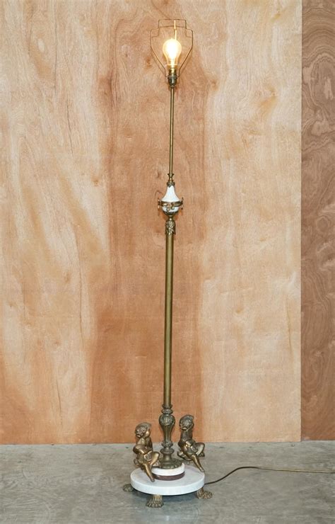 Lovely Circa 1920's Marble and Brass Floor Standing Lamp with Cherub ...