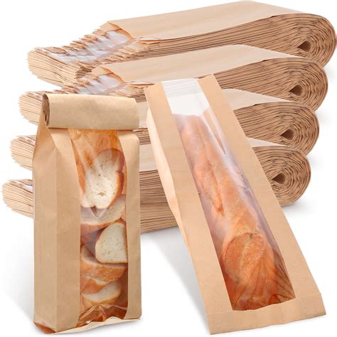 Amazon.com: Thenshop 200 Pieces Paper Bread Bag with Window for ...