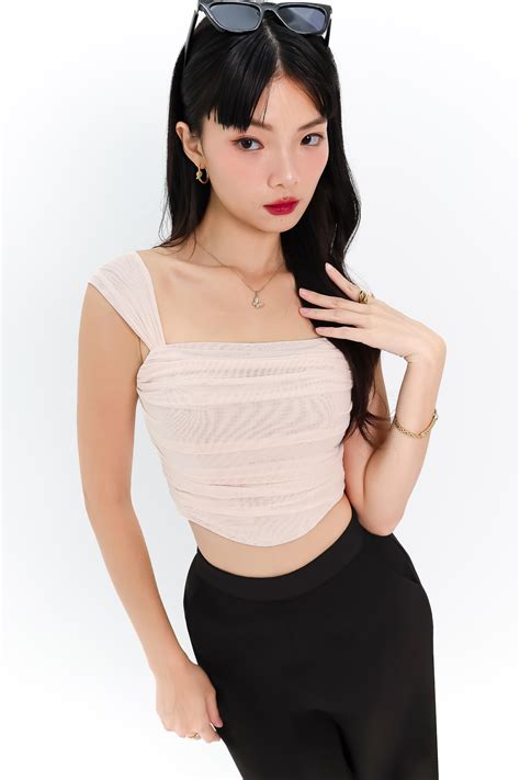 DEFECT | Macey Mesh Top in Cream Nude in XL | The Style Soirée