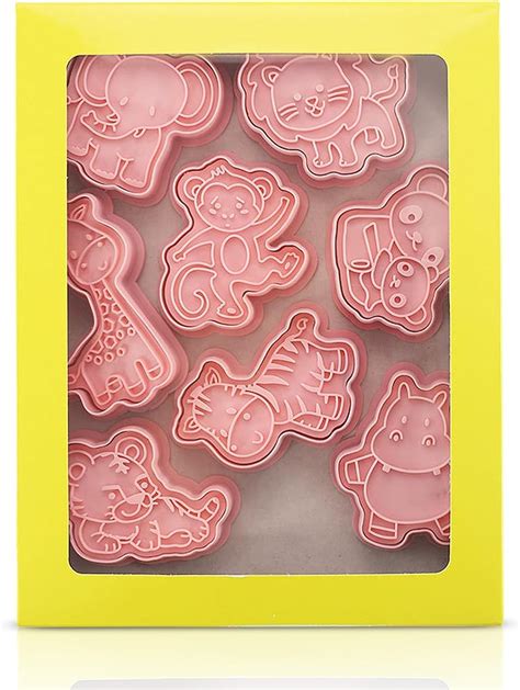 Amazon.com: 8PCS Animal Cookie Cutters with Plunger Stamps Set, 3D ...