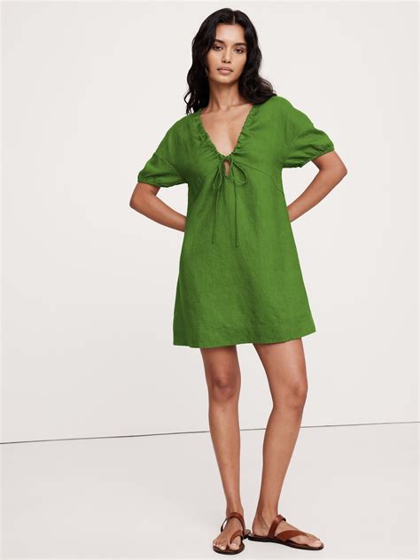 Linen Tie-Front Mini Dress | Banana Republic