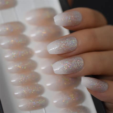 White Glitter Ombre Nails