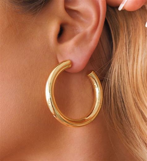 Chunky Gold Hoops | Large | Gold hoops earrings large, Chunky gold ...