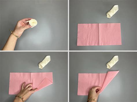 Folding napkins: Flower bouquet with rose - Instructions with photos ...