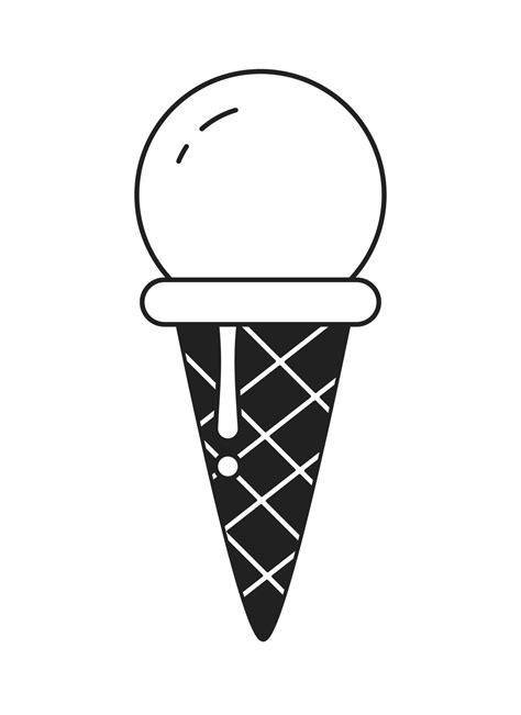 Frozen yummy ice cream cone monochrome flat vector object. Sorbet cone ...