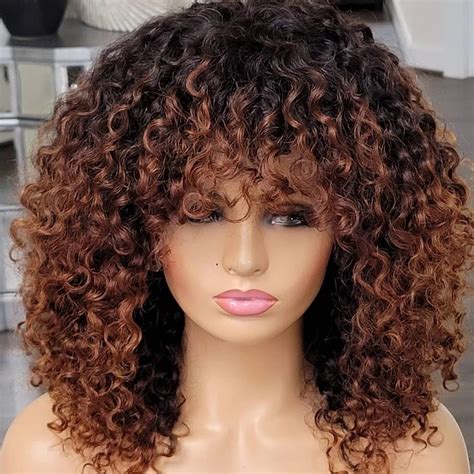 Curly Wig With Bangs Human Hair