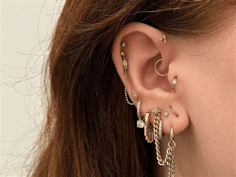Ear Piercing Tragus And Helix Tragus Helix Cartilage 3pc Crescent Star