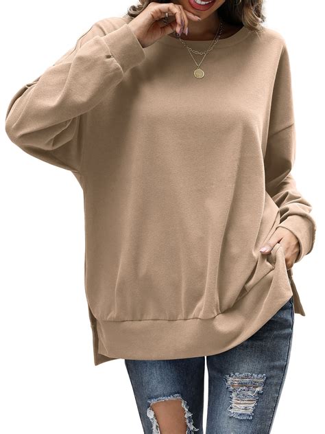 Fancyglim Womens Plus Size Sweatshirts Crew Neck Long Sleeve Fall Tunic ...