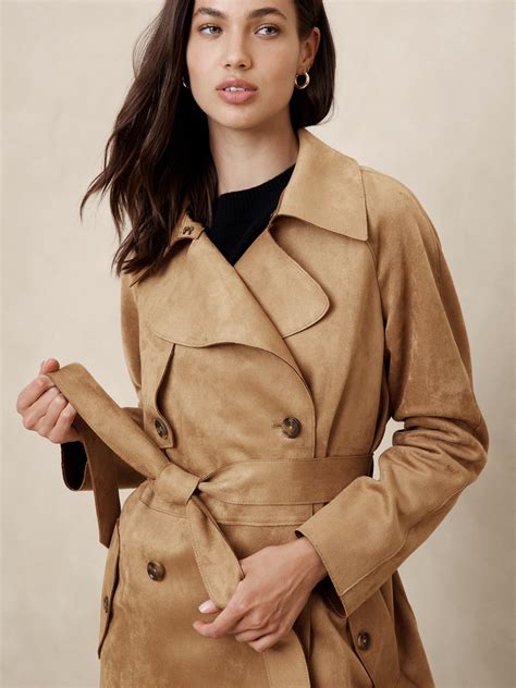 Banana Republic Vegan Suede Trench Coat International Shipping