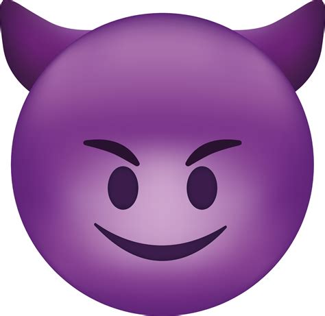 Evil devil emoji. Happy purple emoticon with devil horns 22932671 ...