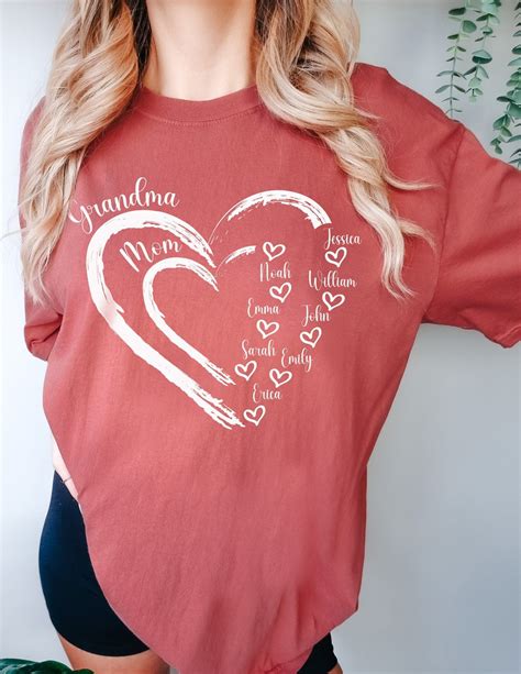 Personalized Grandma Shirt, Custom Grandma Shirt, Grandma Heart Shirt ...