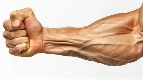 Bodybuilder flexing bicep muscle with veins popping out | Premium AI-generated image