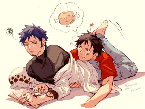 monkey d. luffy and trafalgar law (one piece) drawn by demorzel | Danbooru