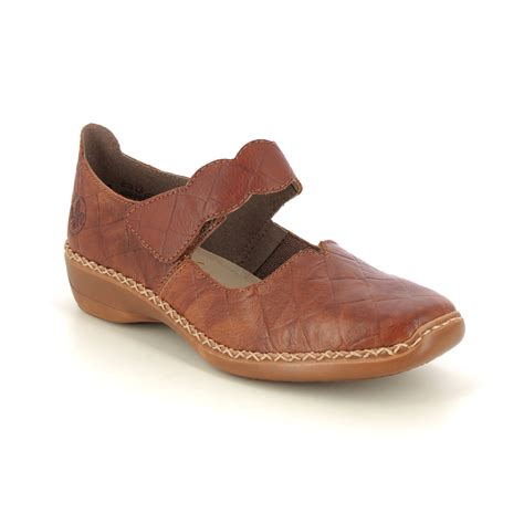 Rieker 41398-22 Tan Leather Womens Mary Jane Shoes
