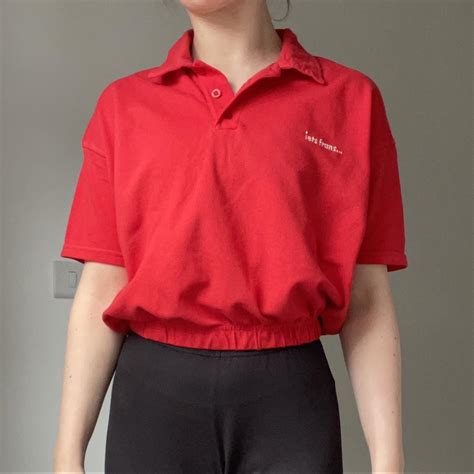 iets frans from urban outfitters women's red cropped... - Depop