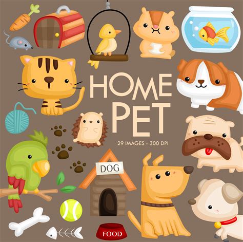 Home Pet Animal Clipart Perro y Gato Clip Art Lindo Animal | Etsy