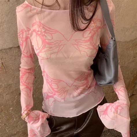 Sexy Spice Girls Cute Pink Butterfly Tie-Dye Mesh... - Depop