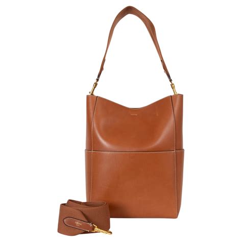 CELINE tan brown leather SANGLE LARGE Bucket Shoulder Bag For Sale at ...