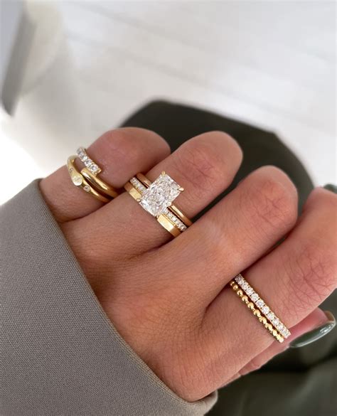 Ring Stack in 2025 | Emerald engagement ring cut, Radiant engagement ...