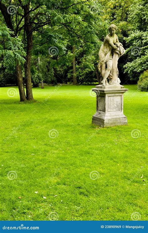 Naked Nymph Statue in the Ornamental Park Stock Image - Image of diva ...