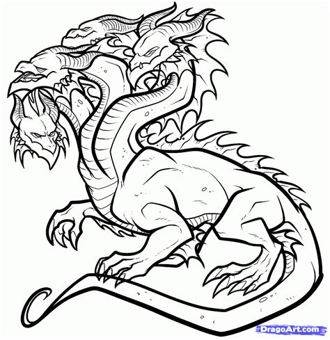 how to draw a hydra, hydra dragon step 14 Mythical Creatures Drawings ...