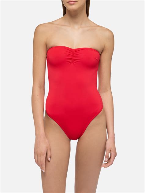 Soleil red strapless one-piece swimsuit – MC2 Saint Barth