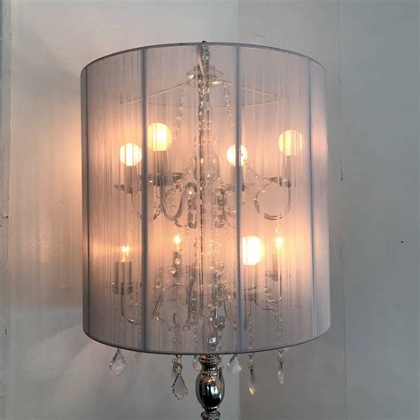 Chrome & Crystal Chandelier Floor Lamp