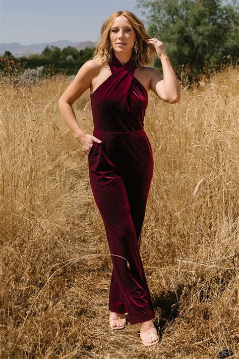 Cleopatra Velvet Jumpsuit | Burgundy – Baltic Born