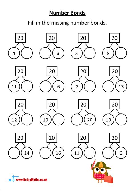 Number bonds to 20 worksheet | Math fact worksheets, Number bonds to 20 ...