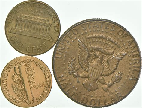 Solid 24K GOLD Plated Lot 1974-D Lincoln Memorial Cent 1969-D Kennedy ...