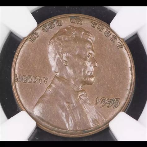 1955-Double Die Small Cents Lincoln, Wheat Ears Reverse NGC AU-55 BN ...
