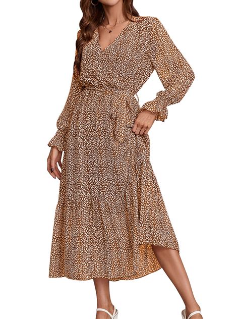 IWEMEK Dresses for Women Fall Long Sleeve Casual Trendy Bohemian Party ...