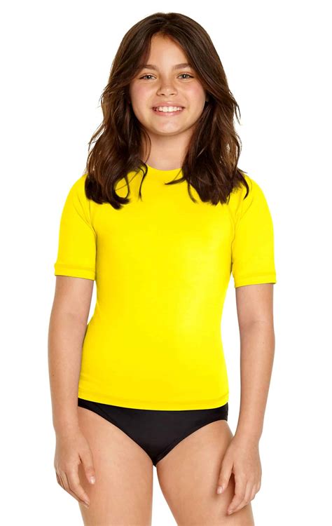 Girl's Short Sleeve Rash Guard - Yellow - Wet Effect, Inc.