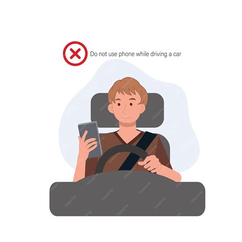 Premium Vector | Safety driving rules concept phone while driving do ...