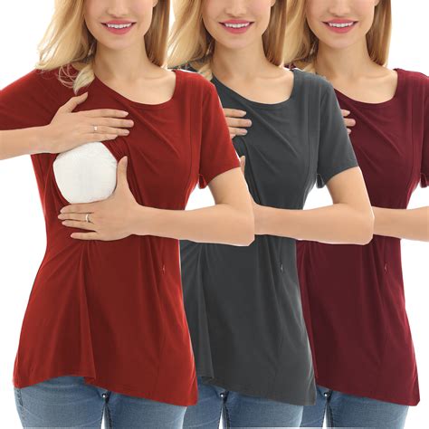 breaise Women's Nursing Tops Color Block Maternity Long Sleeve Shirts ...
