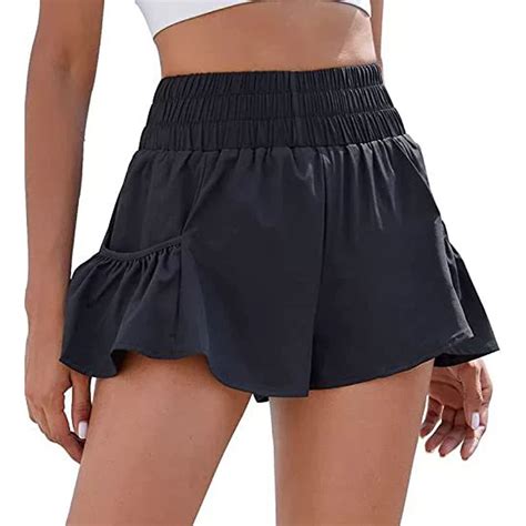 Athletic Shorts for Women Skorts Sports Elastic Waist High Waist Solid ...