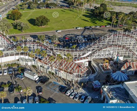 Aerial View Iconic Giant Dipper Roller Coaster in Belmont Park, San Diego, USA Editorial Image ...