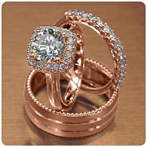 Rose Gold Engagement Ring And Wedding Band Set at Louise Whipple blog