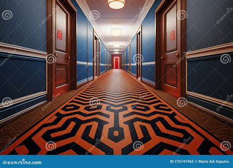 The Shining Hallway Leading To a Hotel Room Stock Illustration ...