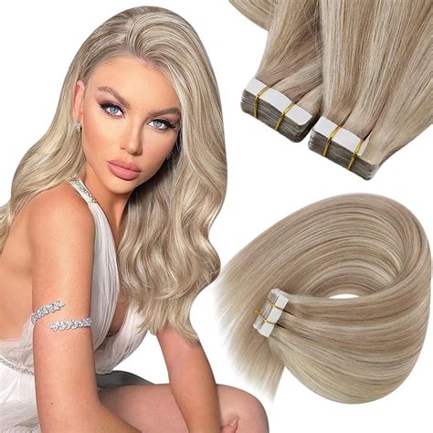 Amazon.com : Sunny Hair Tape in Hair Extensions Ash Blonde Highlights ...