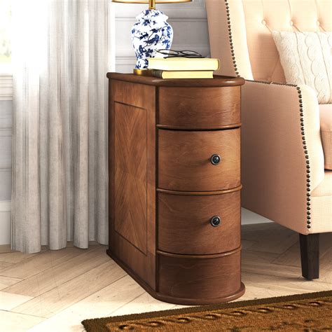 Lark Manor Anamary 24'' Tall Solid Wood End Table with 2 - Drawers ...
