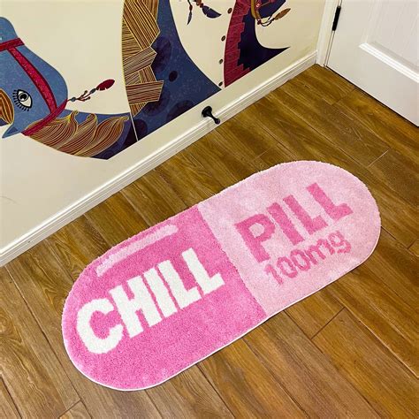 LAKEA Chill Pill Custom Rug Oval Tufted Rug Bath Mat Door Floor Mat ...