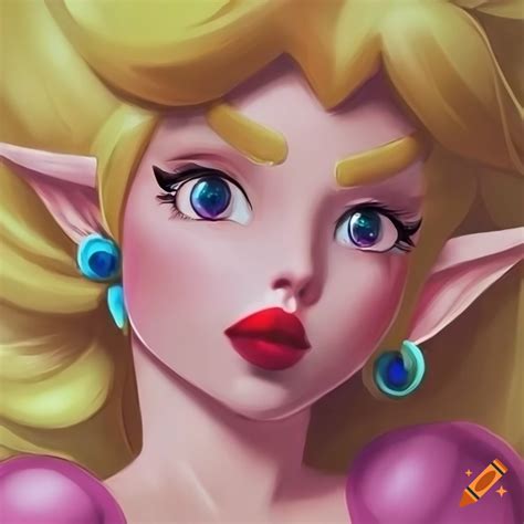 Link dressed as princess Peach with long blonde hairdo and makeup in ...