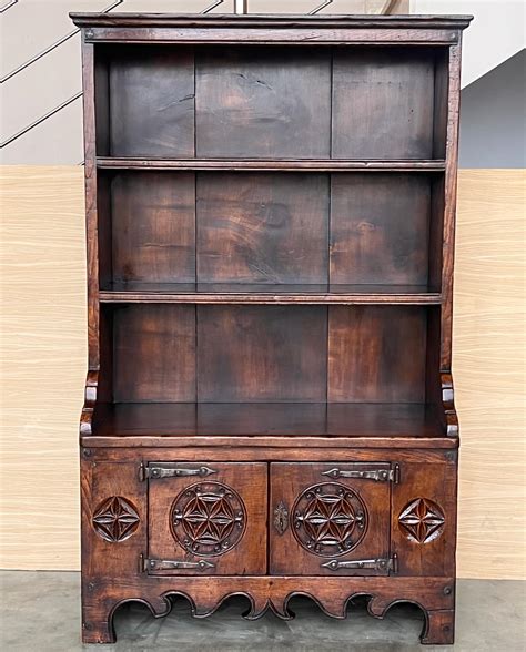 Early 19th Century Rustic-Country Spanish Open Bookcase with Gothic ...