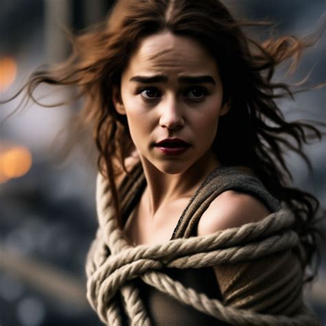 "EmiliaClarke tied up with ropes" — image created in Shedevrum